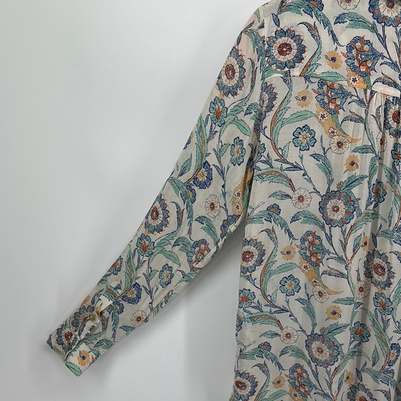 Pilcro Cream and Blue Long Sleeve Button Down Collar Shirt size XSmall - Picture 11 of 11